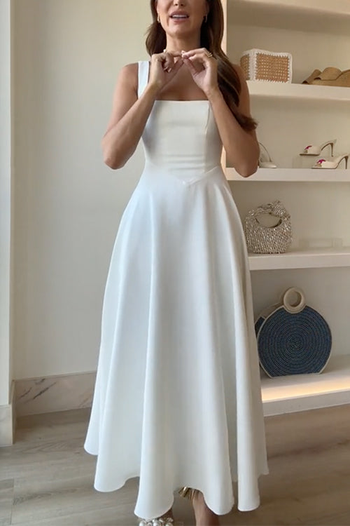 Drune | Elegantes Quadrat-Ausschnitt A-Linien Swing Maxi Cami Kleid