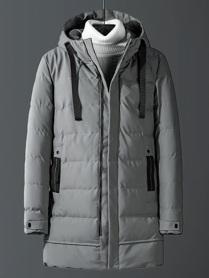 Drune | Winddichte Mittellange Reißverschluss Kapuzen Winterjacke - Ideal für Winter