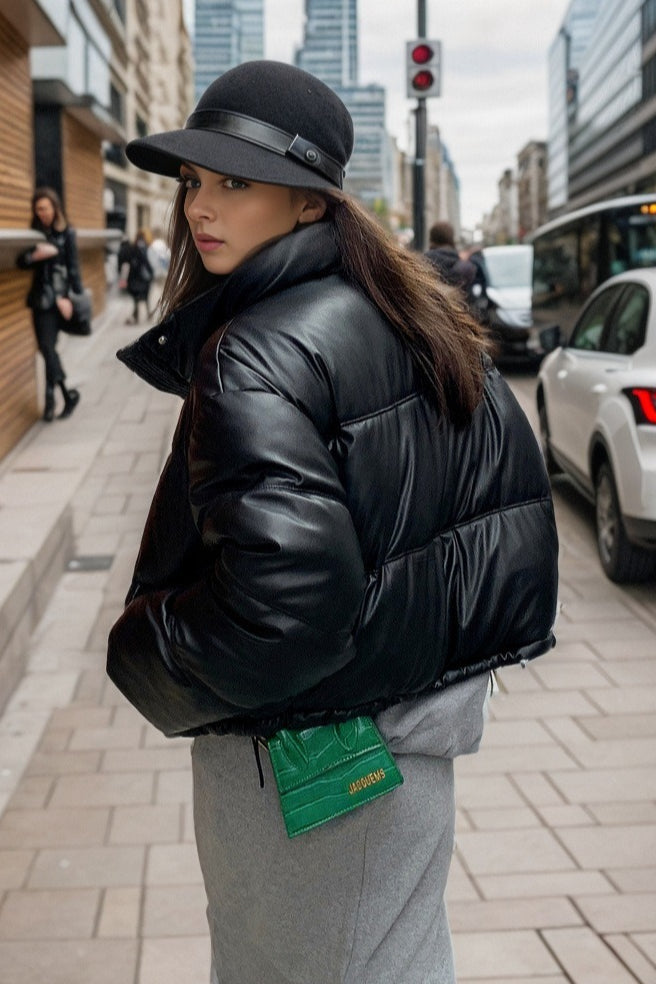 Drune | Faux Leather Isolierte Pufferjacke