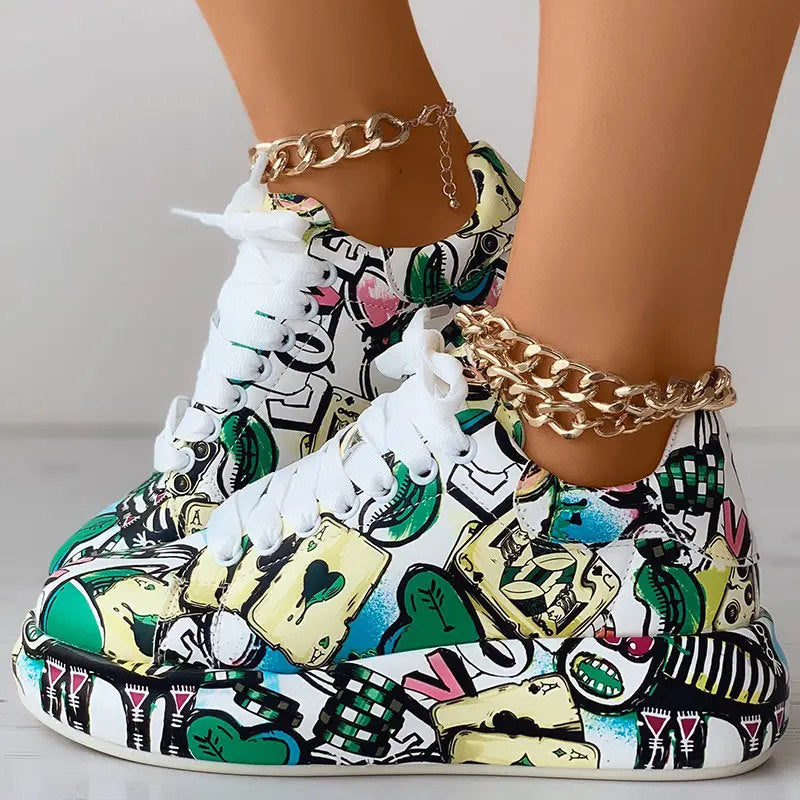 Drune | Lässige Sneakers im Graffiti-Stil für Frauen