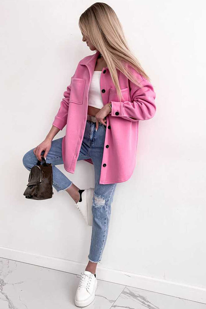 Drune | Oversized Hemdbluse mit Großen Taschen Polyester Minimalistisch und Stilvoll