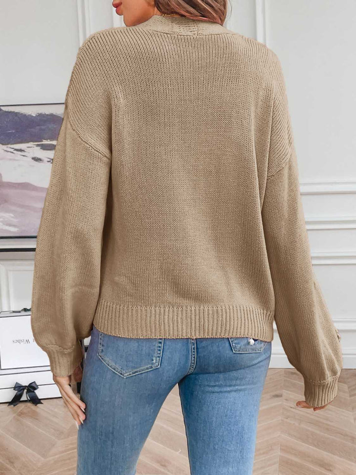 Drune | Strickcardigan mit Blütendetails Offene Vorderseite Feminin und Stylisch