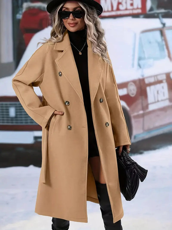 Drune | Elegante Doppelknopf Midi-Winterjacke