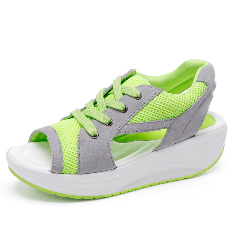 Damen nan Sneaker-Sandale mit Plateau-Sohle und atmungsaktivem Netzgewebe Drune