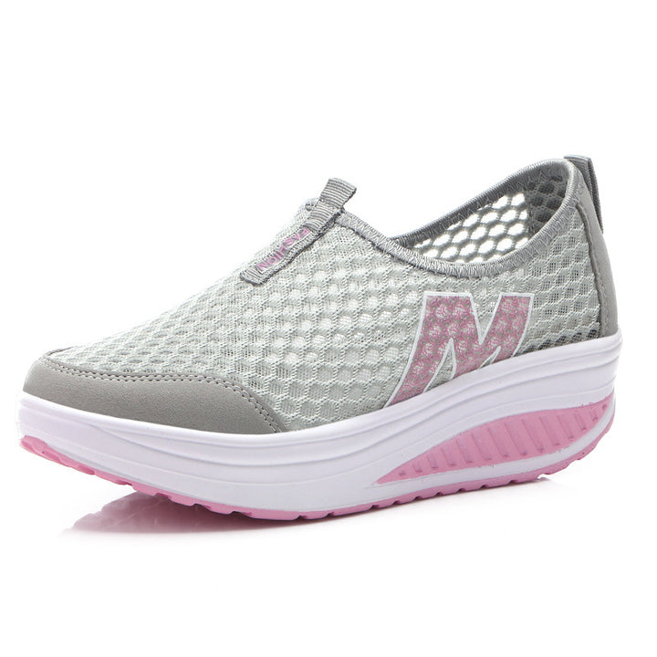 Damen nan leichter Netz-Slipper mit ergonomischer Keilsohle und stoßdämpfender Zwischensohle Drune