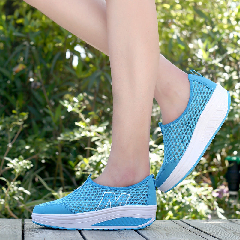Damen nan leichter Netz-Slipper mit ergonomischer Keilsohle und stoßdämpfender Zwischensohle Drune