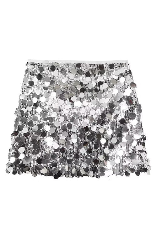 Drune | Rosiedress Elastischer Bund Pailletten Minirock