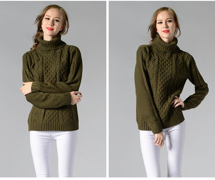 Drune | Damen Rollkragenpullover mit langen Ärmeln und Kabelstrick