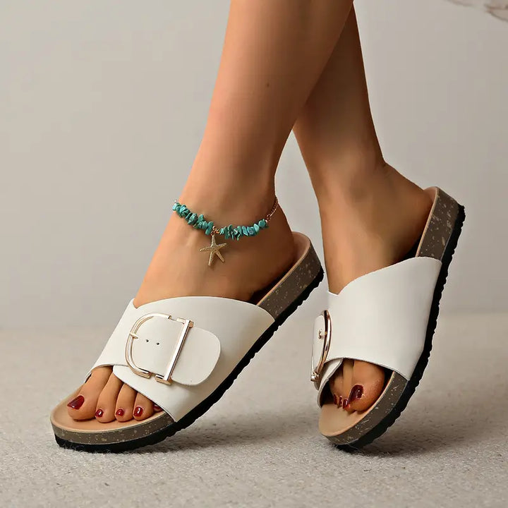 Drune | Orthopädisch Flache Sandalen mit Einstellbarer Schnalle Riemen