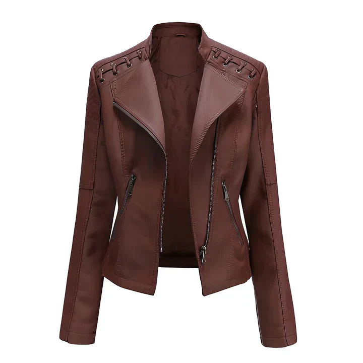 Drune | Pudriges Lederjacke mit Reißverschluss