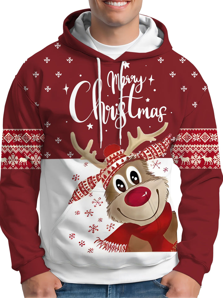 Drune | Hoodie mit Weihnachtsdruck Polyester Frohe Weihnachten Rentier Design