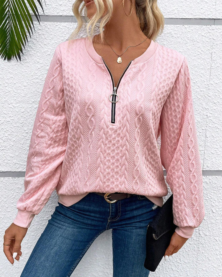 Drune | Lässiges Einfarbiges Sweatshirt mit Langen Ärmeln und Reißverschluss