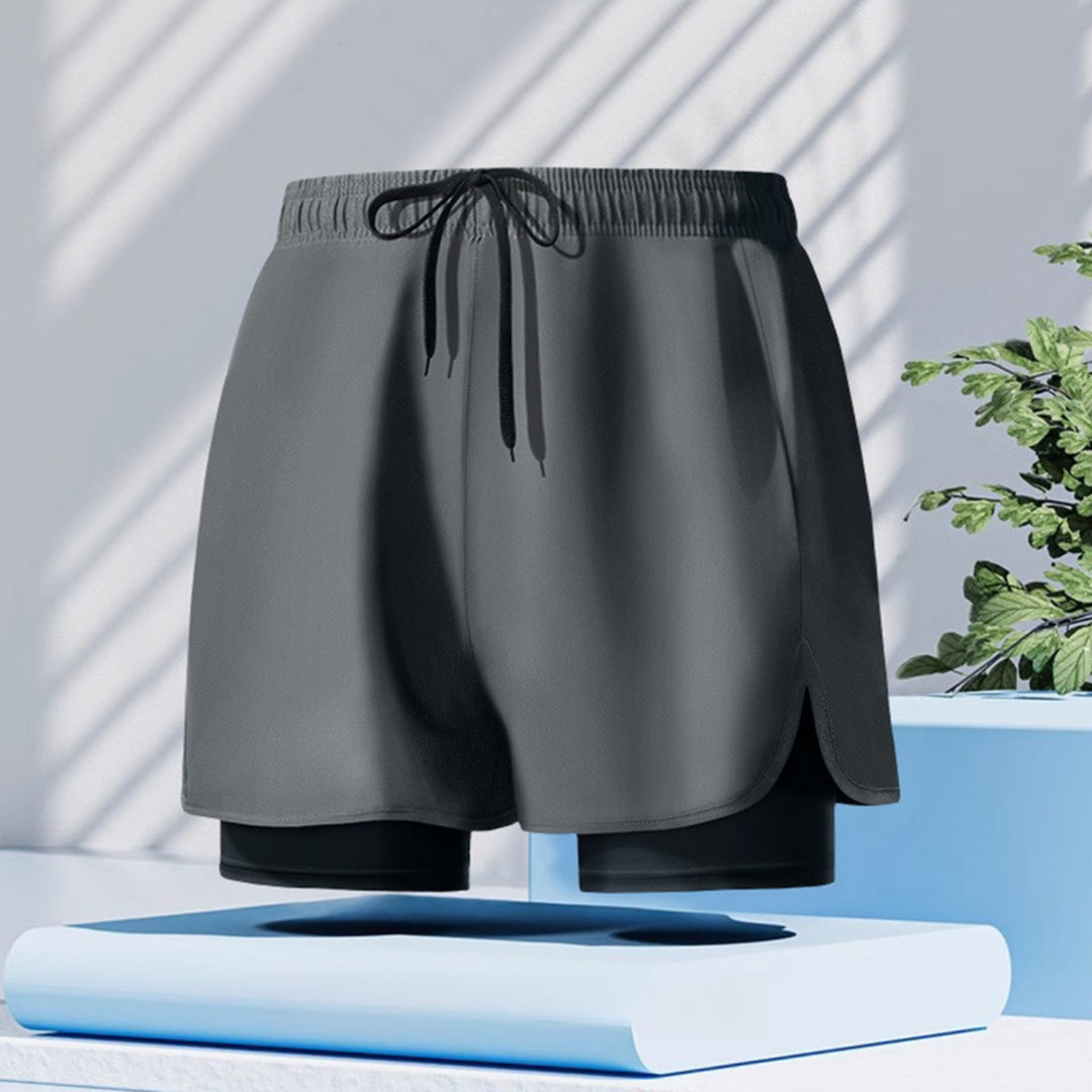 Drune | Doppellagige Herren Sport Fitness Anti-Peinlichkeit Strandhose