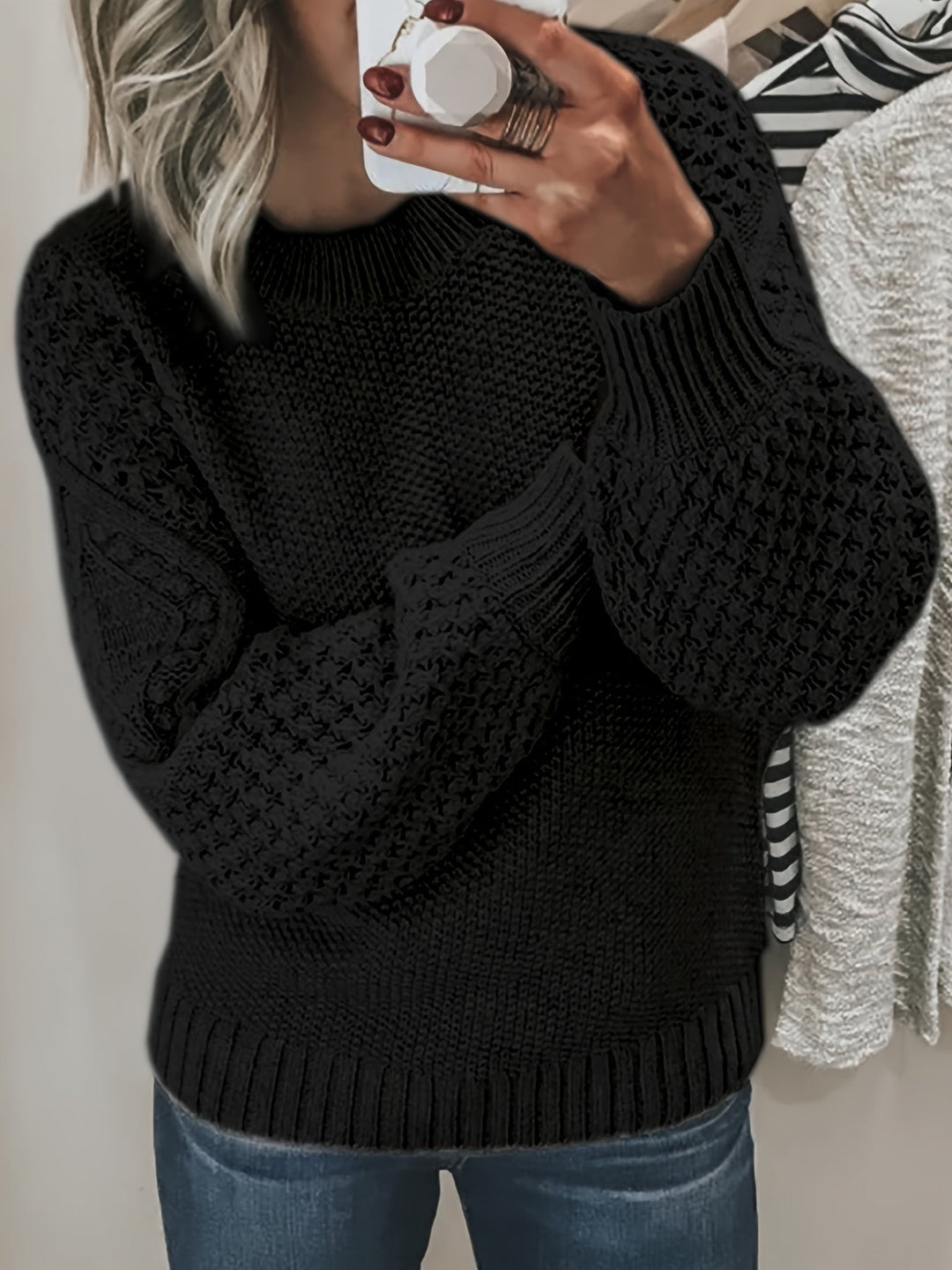 Drune | Strickpullover mit Strukturärmeln Acryl Warm und Bequem