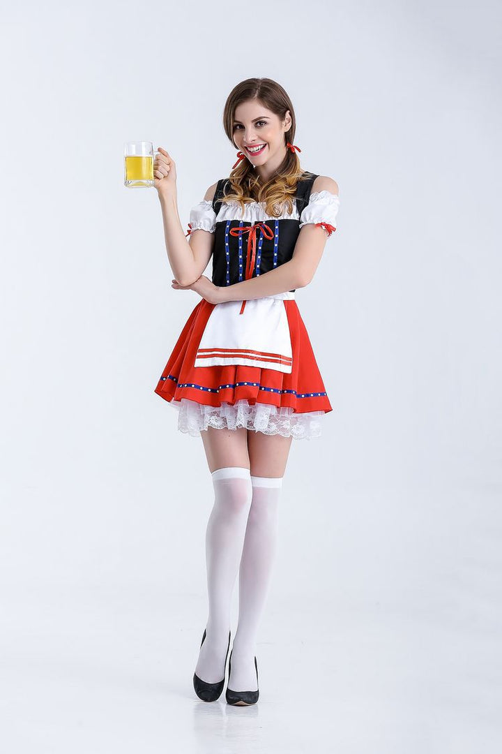 Damen nan authentisches Oktoberfest Madl Kostüm mit Schnürcorsage weiten Trompetenärmeln Drune