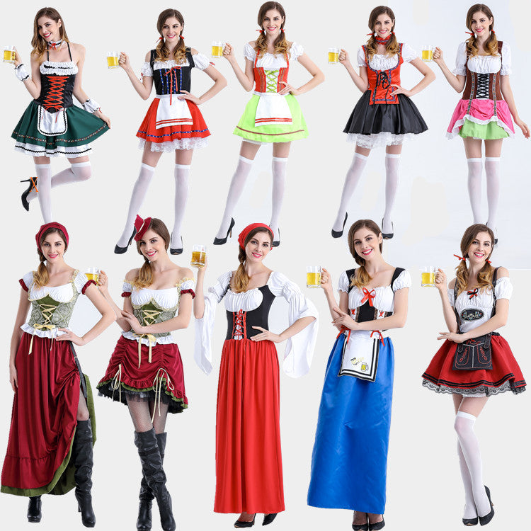 Damen nan authentisches Oktoberfest Madl Kostüm mit Schnürcorsage weiten Trompetenärmeln Drune