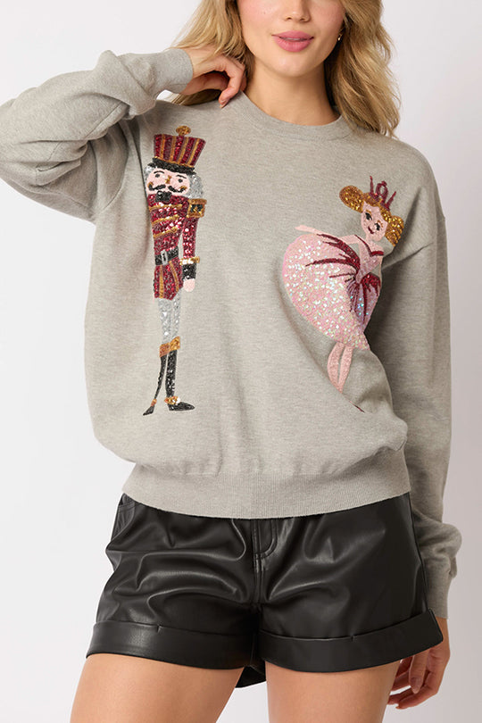 Drune | Weihnachtssoldat Pailletten Mode Lässiger Sweatshirt