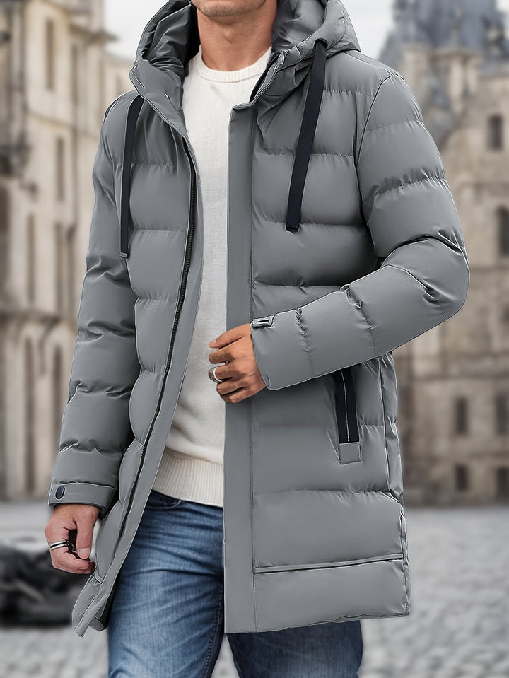 Drune |  Kapuzen Baumwollmaterial Mit Großer Tasche Und Kordelzug Winterjacke Für Herren - Perfekt für Outdoor-Aktivitäten