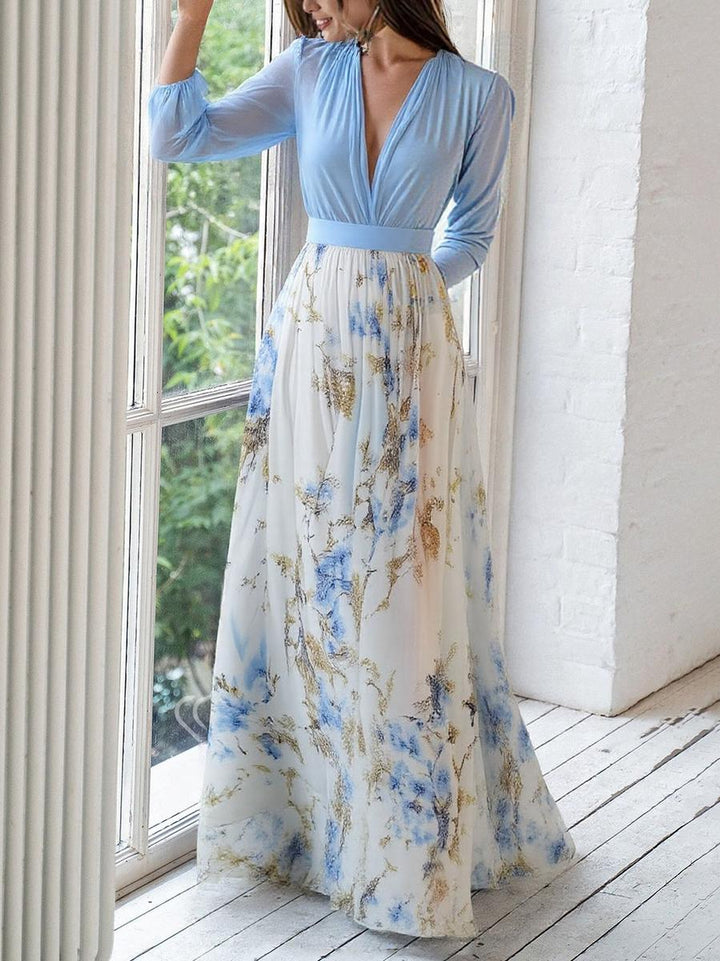 Drune | Glänzendes Floral Print Maxikleid