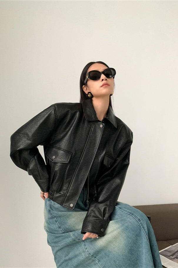 Drune | PU Leder Reversjacke
