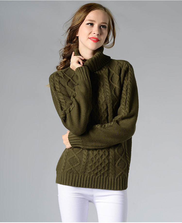 Drune | Damen Rollkragenpullover mit langen Ärmeln und Kabelstrick