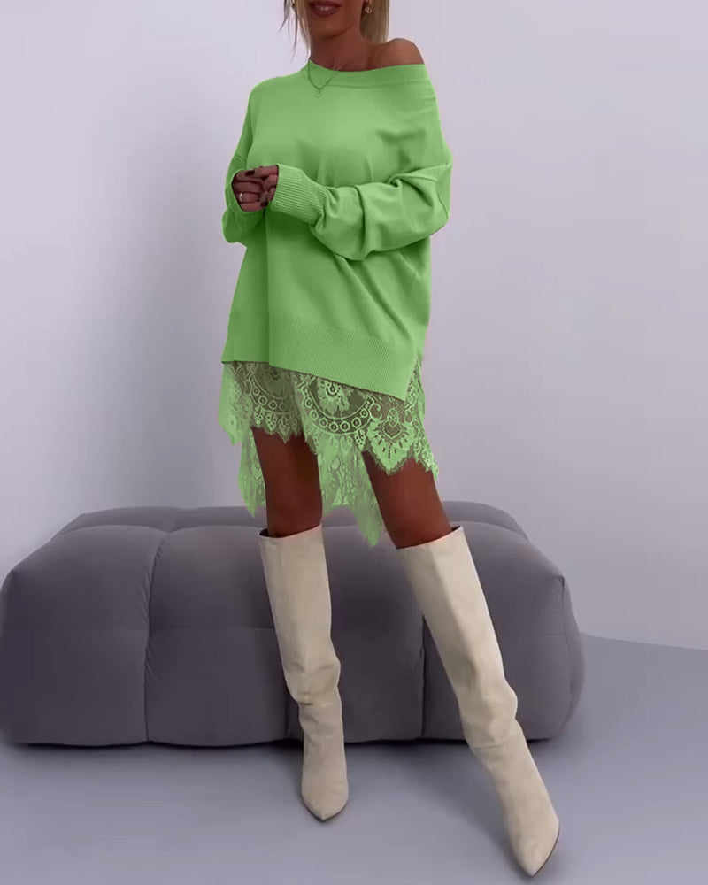Drune | Einfarbiger Schulterfreier Schmaler Pullover