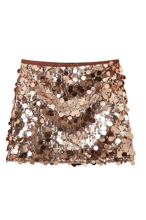 Drune | Rosiedress Elastischer Bund Pailletten Minirock