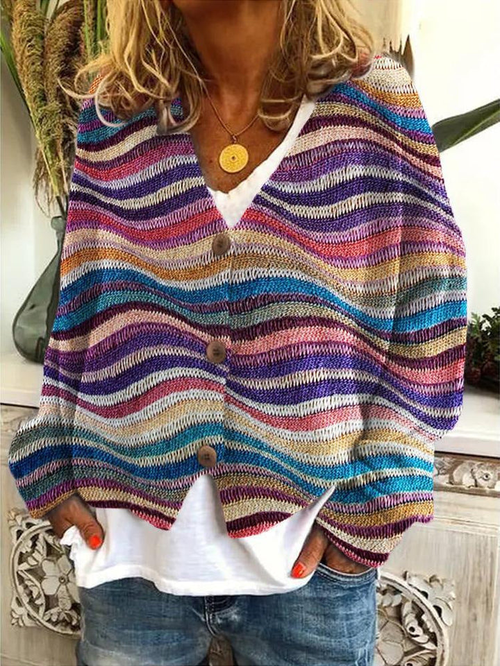 Drune | Weiche geometrisch bedruckte Strickjacken für Damen
