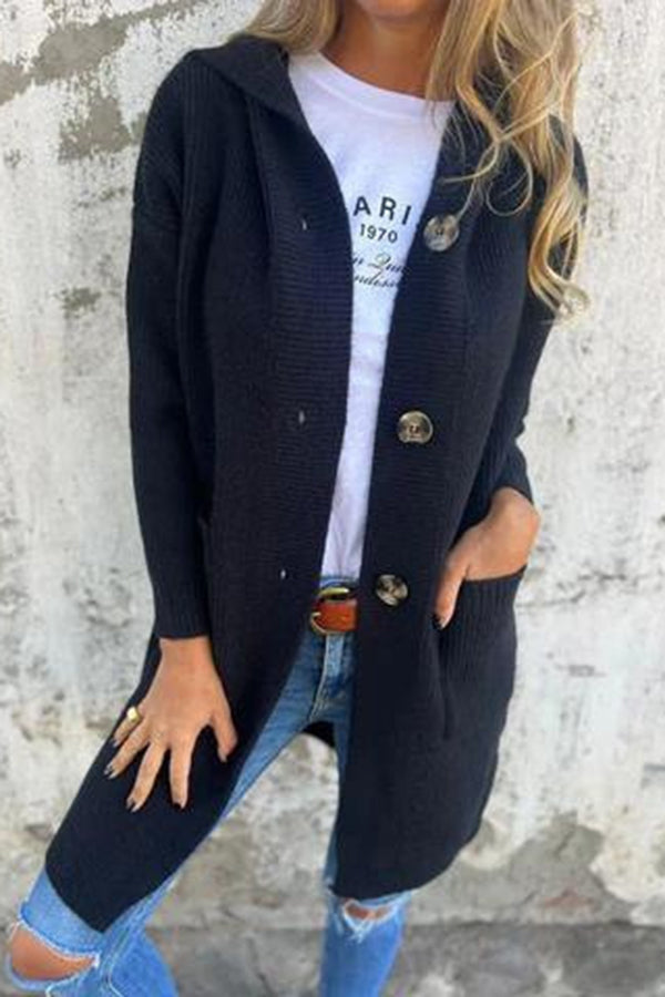 Drune | Lässiger Herbst Strickcardigan mit Kapuze für Frauen