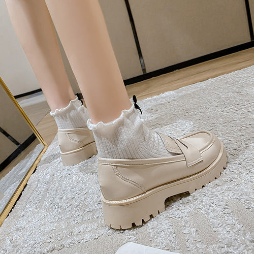 Drune | Mode Damen Britischer Stil Echtes Leder Plattform Schuhe Frühling Schuhe