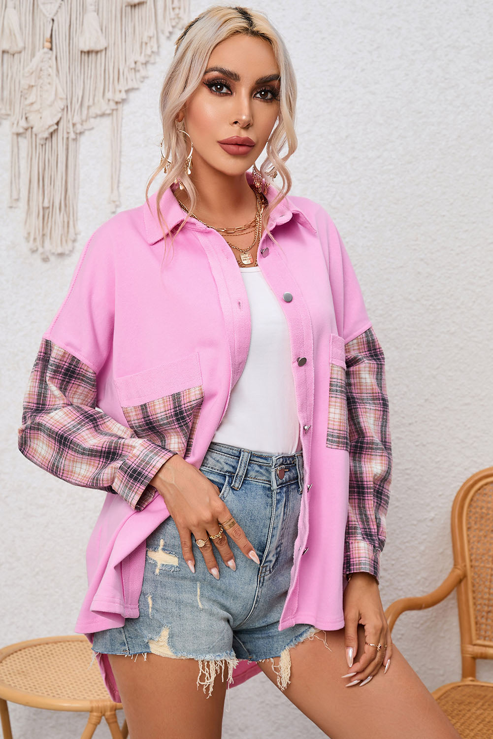 Drune | Gepunktete Flanellhemden Polyester und Baumwolle Einzigartiger Look