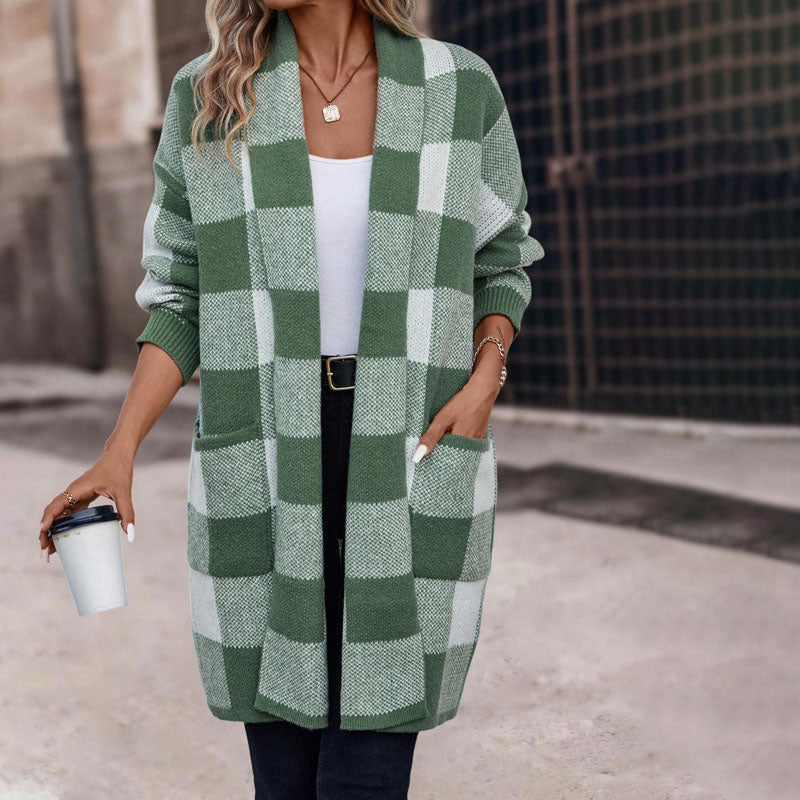 Drune | Lässige Karierte Strickjacke