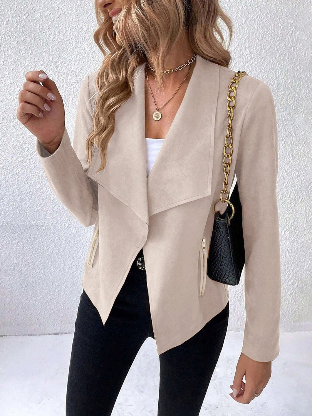 Drune | Kunstlederjacke - Leicht & Schick - Offenes Vorderdesign - Vielseitige Schicht