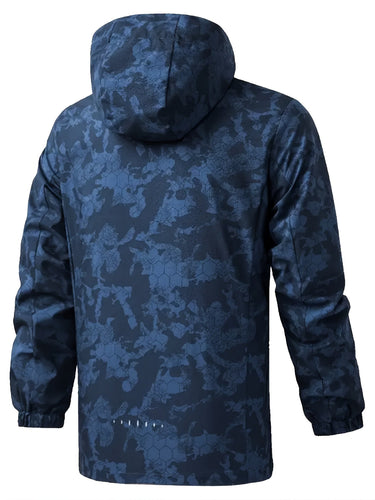 Drune | Tarnmuster Kapuzen-Windbreaker-Outdoorjacke Für Frühling Für Herren - Perfekt für Outdoor-Aktivitäten im Frühling