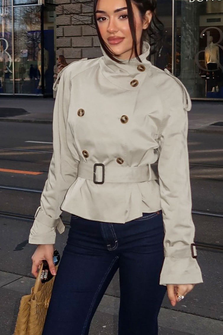 Drune | Kragen-Gürtel-Kurze Jacke