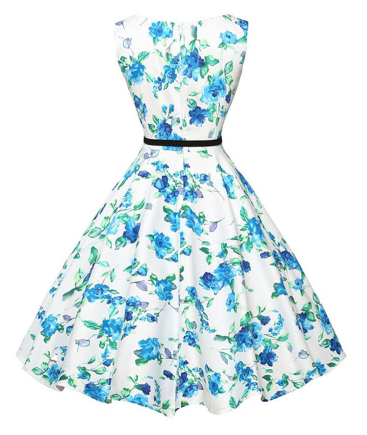 Damen Midi-Kleid mit floralem Dekor und tailliertem Schnitt Drune