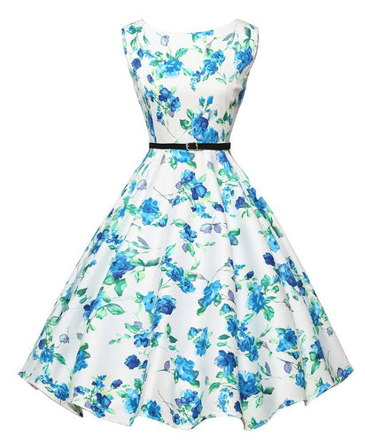 Damen Midi-Kleid mit floralem Dekor und tailliertem Schnitt Drune
