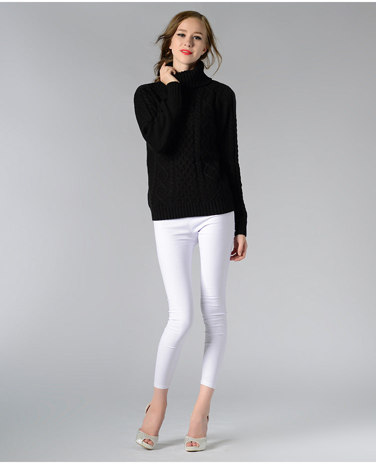 Drune | Damen Rollkragenpullover mit langen Ärmeln und Kabelstrick