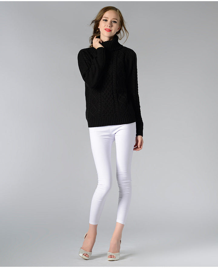 Drune | Damen Rollkragenpullover mit langen Ärmeln und Kabelstrick