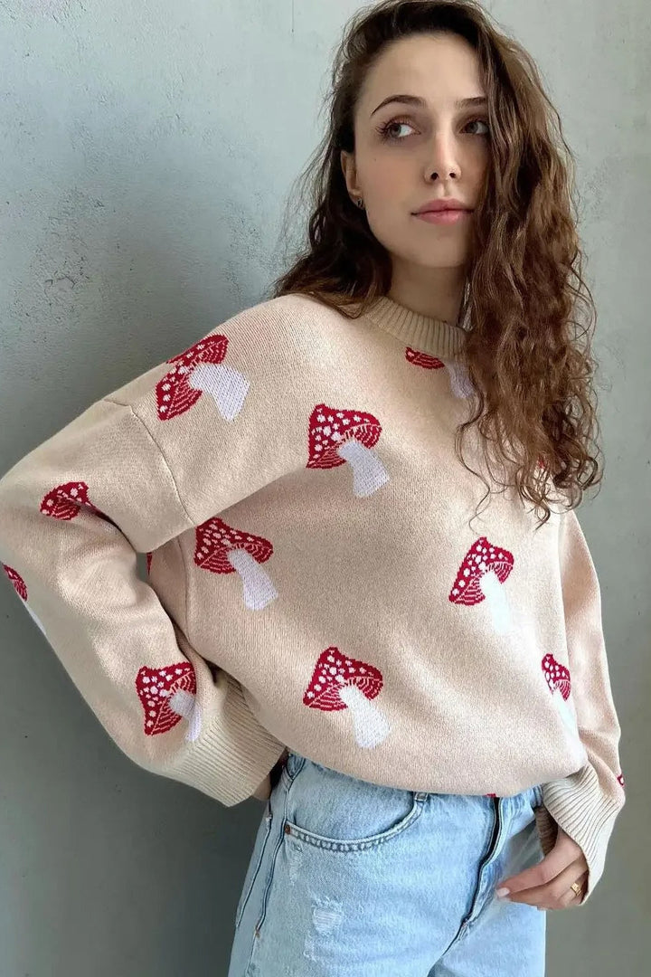 Drune | Jacquard-Strickpullover mit Pilzmotiv
