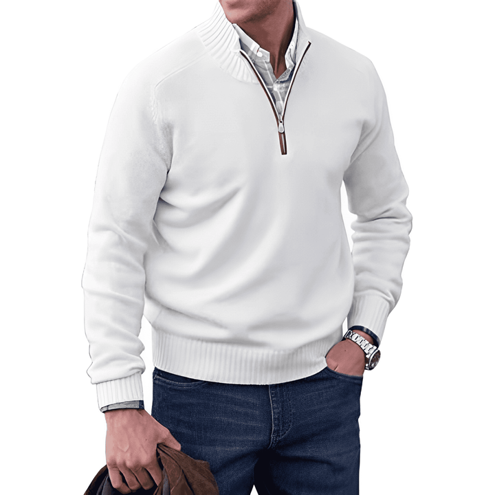 Drune | Klassischer Halb-zip Pullover Für Männer Baumwolle Komfortabel und Warm