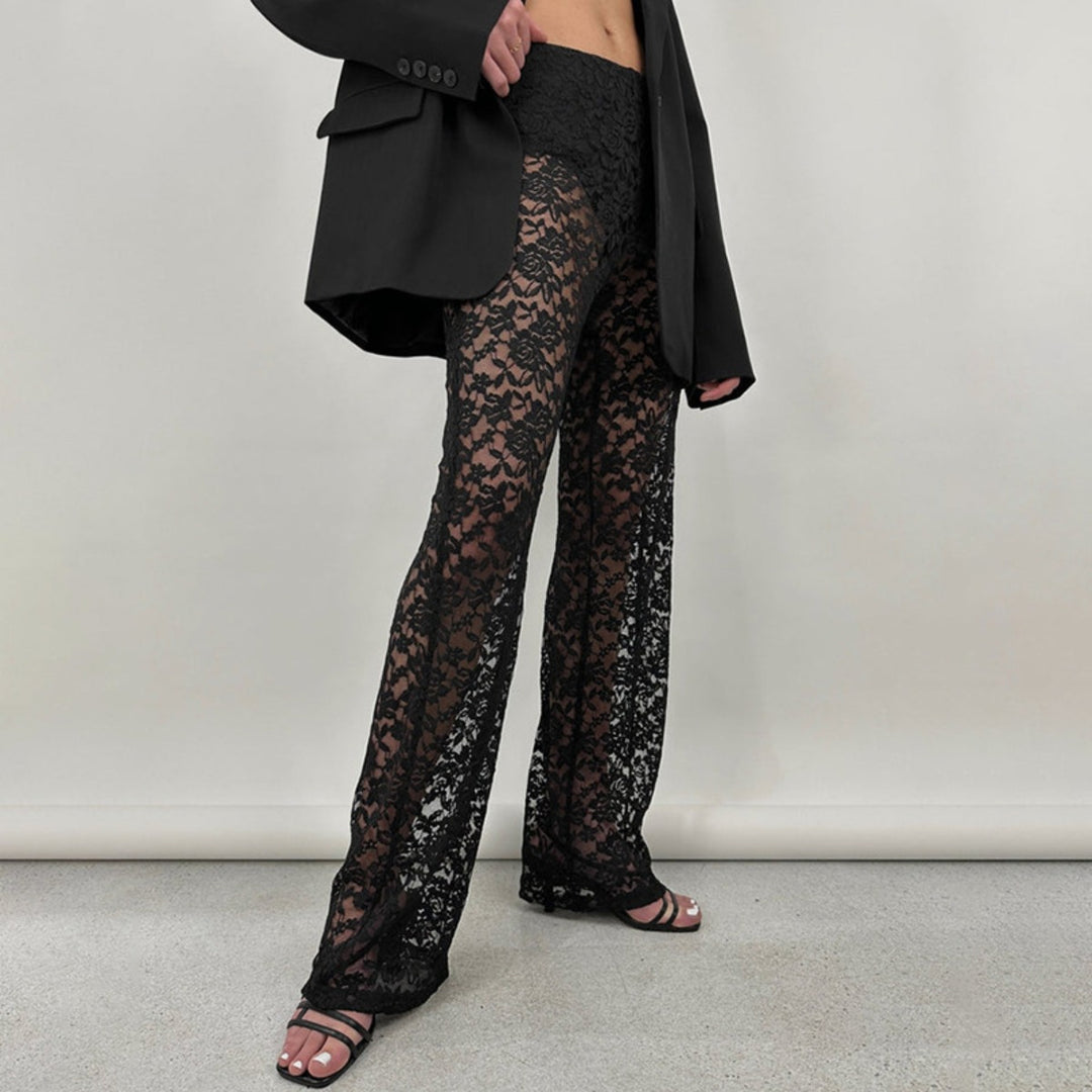 Drune | Spitze Perspektive hohe Taille Spleißen lange gerade Hose