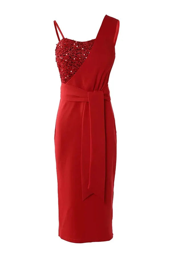 Drune | Tampa Nights Pailletten Patch Schlitz Partykleid