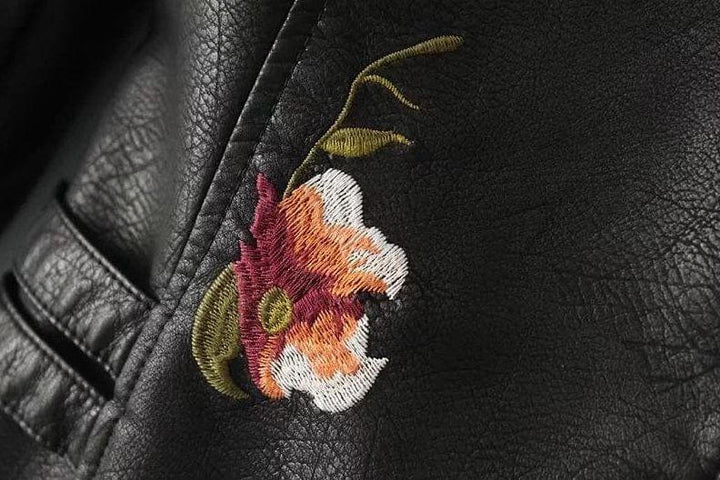 Drune | Damen Blumen PU Lederjacke