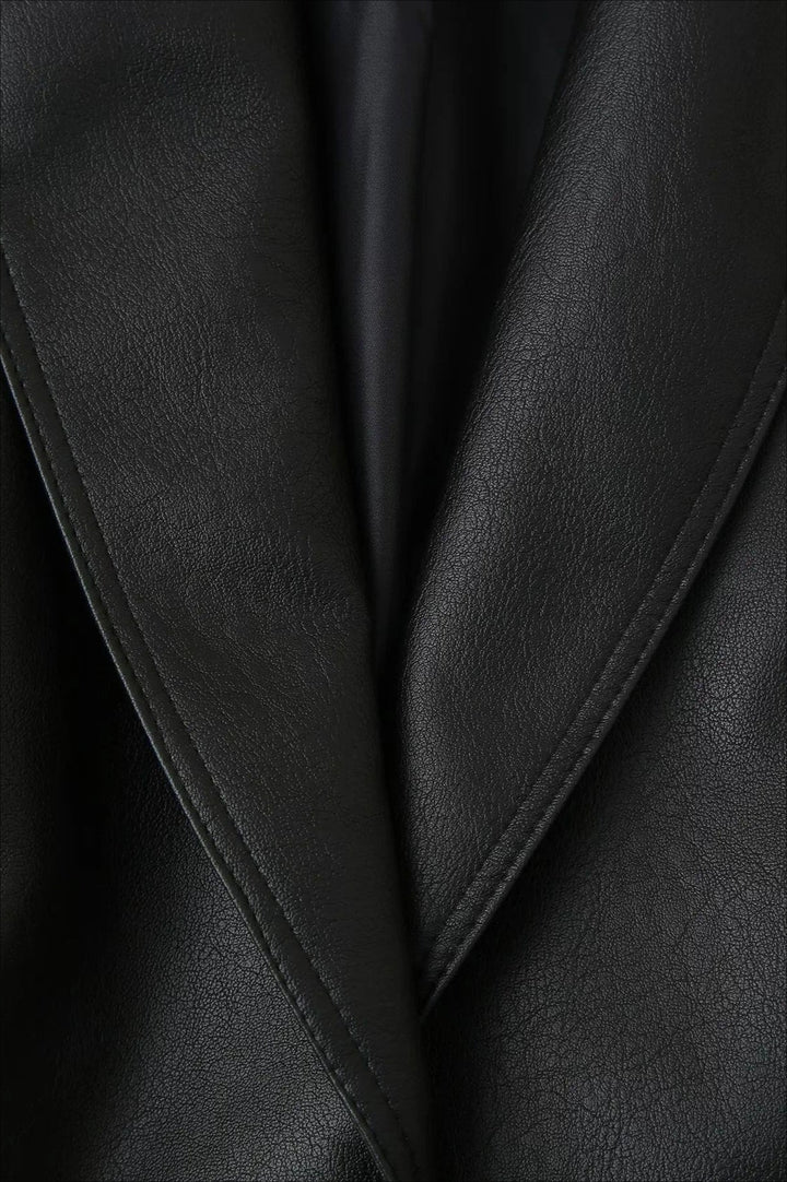 Drune | Gürtelted PU-Lederjacke