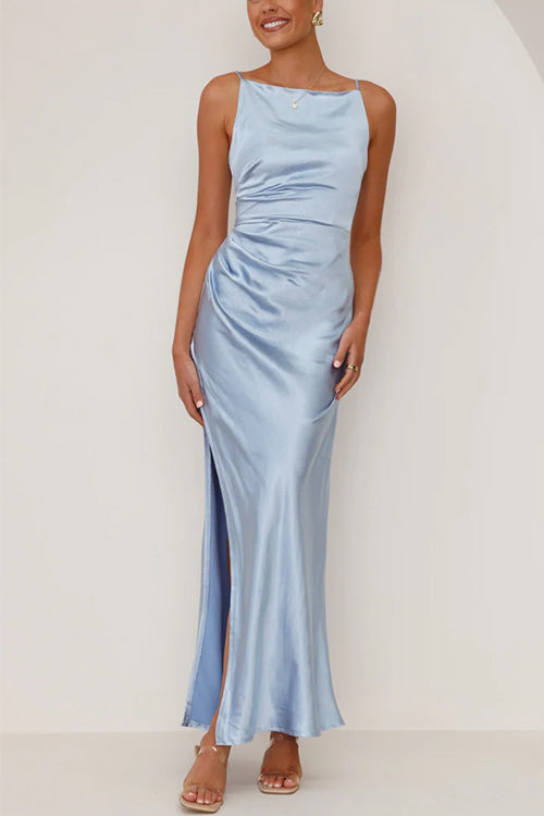 Drune | Rosiedress Rückenfrei Seitenschlitz Maxi Cami Kleid