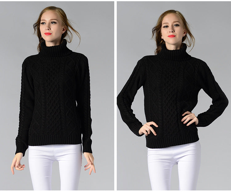 Drune | Damen Rollkragenpullover mit langen Ärmeln und Kabelstrick