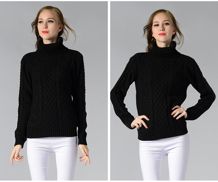 Drune | Damen Rollkragenpullover mit langen Ärmeln und Kabelstrick