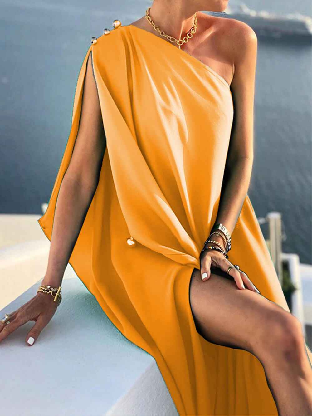 Drune | Drapiertes Maxikleid Mit Einer Schulter Für Damen