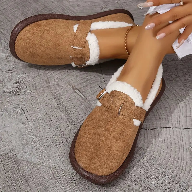 Drune | Damen Plüsch-Pantoffeln Mit Runder Zehenkappe